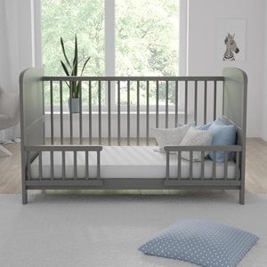Love For Sleep MADDOX Cot Bed 140x70 cm – Adjustable Base, Converts to Toddler Bed & Sofa Bed – Wooden Barriers Included – Baby Crib from Birth to 6 Years (Grey, Cot Bed)