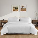 ACCURATEX Duvet Cover Set King Size White, 400TC Long Staple Cotton, Sateen Weave Percale Luxe Comforter Cover with Zipper Closure&Corner Ties, 3 Pcs Hotel Duvet Cover with Pillow Shams