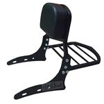 Dhe Best DBA-01 Bike Bullet Harley Style Backrest Support Pillion Black Cushion with Carrier Backrest Black for RE Classic Battle Green 350