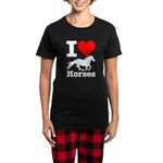 CafePress I Heart Horses Women's Dark Pajamas Womens Novelty Cotton Pajama Set, Comfortable PJ Sleepwear