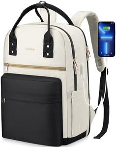 Zaino da donna 15,6 pollici, zaino per la scuola, per ragazze, adolescenti, con scomparto per laptop, borsa per la scuola università, colore nero e beige