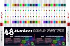 Amitasha 48 Colors Acrylic Fine Point Markers Paint Pen for Wood, Canvas, Stone, Rock Painting, Glass, Ceramic Surfaces, Diy Crafts Making Art School Supplies