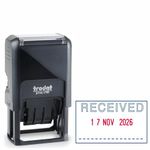 Trodat Printy 4750 Dater Stamp with English Phrase RECEIVED - Self Inking, Red Ink Date and Blue Text