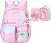 ETAISHOW Kids Backpack for Girls School Bag for Elementary School Lightweight Bookbag, 01 Pink, Daypack Backpack