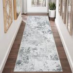 Homcomoda Vintage Rug Runner Grey Abstract Area Runner Rugs 2×6 Kitchen Runner Rugs Non Skid Washable Carpet Runners for Hallway Entryway Kitchen Laundry Room