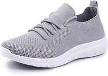 Dochak Women Lightweight Walking Shoes Ladies Lace Up Sneakers Mesh Go Running Trainers Low Top Breathable Athletic Walk Gym Shoes Sport Run UK (Grey 37)