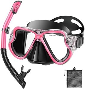PIYAZI Snorkeling Gear for Adults Kids, Dry Snorkeling Set, Panoramic Anti-Leak and Anti-Fog Tempered Glass Lens, Adjustable Strap Snorkel Set with Mesh Bag Ear Plug for Snorkeling Scuba Diving Travel