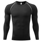 Sillictor Compression Tops for Men Quick Dry Football Training Running Top Mens Long Sleeve Hiking Golf Ski Base Layer Tops Men Sports Thermal Underlayer High Wicking Muscle Support 3323 Black M