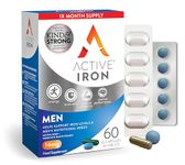 Active Iron Men | 30 Iron Capsules & 30 Multivitamin Tablets | Iron Supplement with Zinc, Vitamin C, D and High Dose B Vitamins | 1-Month Supply