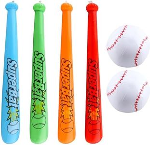 Feradny 6 Pack Inflatable Baseball Bats Baseball Beach Ball Set Baseball Bat Inflates Include 4 Pcs 32 Inch Baseball Bat Inflates and 2 Pcs Beach Ball Baseball for Sports Theme Baseball Party Favors