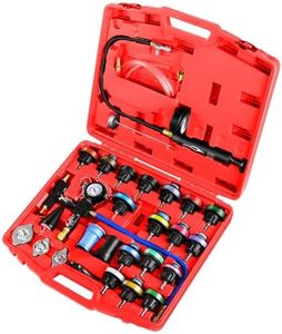 JIFETOR Radiator Coolant Pressure Tester Vacuum Refill Tool Kit, 28PCS Automotive Cooling System Leak Test and Pneumatic Purge Fill Set with Testing Adapter Caps Universal for Airlift Car Auto Truck