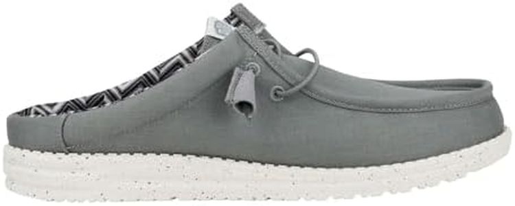 HEYDUDE Wally Slip Stretch Canvas Grey Size 13, Men’s Shoes, Men's Slip-on Loafers, Comfortable & Light-Weight