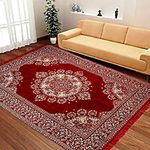 JVK Heavy Fabric Velvet Touch Bedroom, Hall, Living Room, Drowing Room, Yoga Hall Designer Velvet Carpet |60" Inch X 84" Inch | 5 Feet X 7 Feet I 150 Cm X 210 Cm (Maroon), Large Rectangle