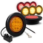 TRUE MODS 8pc 2.5" 12V Amber + Red Round LED Clearance Side Marker Light Kit [DOT Approved] [Reflector Lens] [Grommet & Plugs] [Flush-Mount] [Waterproof IP67] for Boat Trailer Semi Truck RV Peterbilt