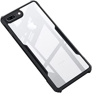 CEDO iPhone 7+ Plus / 8+ Plus (4G) Back Case Cover | Camera Protection Shockproof Bumper-Edge | Acrylic Crystal Clear 360 Degree Protection TPU+PC | Transparent Eagle Back Case Cover (Black)