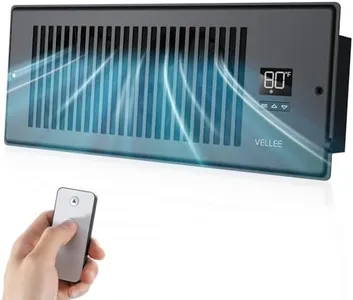 VELLEE Quiet Register Booster Fan Fits 4" x 12" (DUCT OPENING CUTOUT), 10-Speed Smart Heating Cooling AC Vent Booster Fan w/Remote Control & Thermostat Control (Black) - Corded
