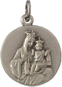 CARMEL SCAPULAR MEDAL (OUR LADY OF MOUNT CARMEL - VIRGIN OF CARMEL) - 100% MADE IN ITALY (Round Shape), silver-plated-brass, no stones