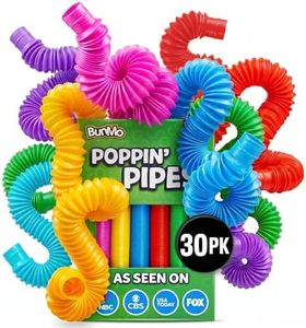 BUNMO Pop Tubes - Sensory Toys - Fidget Toys - Imaginative Play & Stimulating Creative Learning - Hours of Fun for Kids - Tons of Ways to Play - Non-Mouthable Toy 3+ - 30 Pack Large