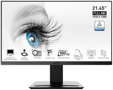 MSI PRO MP223, 22-inch VA 1920 x 1080 (FHD) Computer Monitor, 100Hz, Adaptive-Synch, HDMI, Video Port, VESA Mountable, Less Blue Light, Tilt, 1ms, Black