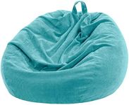 Nobildonna Bean Bag Chair Cover (No Filler) for Kids and Adults. Extra Large 300L Beanbag Stuffed Animal Storage Soft Premium Corduroy (Cyan, Large(Cover Only))