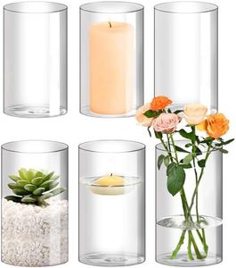 BXAEYIPOR Hurricane Candle Holder,Open Ended Glass Candleholder Multiple Size Choices,Clear Cylinder Glass Candle Holder for Wedding Centerpieces(6 PCS,H:6" D:4")
