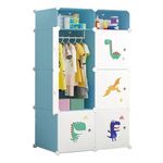 SNKR ESSENTIALS 8 Door Baby Foldable Wardrobe for Clothes Storage, Kids Almirah for Clothes, Baby Cupboard for Clothes Storage Collapsible Wardrobe for Kids Clothes/Toys/Books - Green