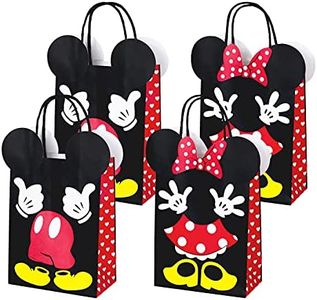 MOAXMOA 12 Pack Mickey Minnie Party Favor Goodie Treat Candy Gift Paper Bags for Kids Birthday Themed Party Supplies with handle