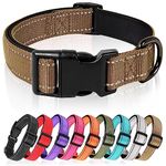 HEELE Dog Collar, Reflective Dog Collar, Soft Neoprene Padded Breathable Nylon Pet Collar Adjustable for Medium Dogs, Brown, M(34-52cm)