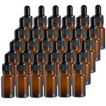 Lawei 30 x 10ml Amber Glass Bottles with Glass Eye Dropper Pipettes Dropper Bottles Small Sample Glass Bottles Refillable for Essential Oils Perfumes Chemistry Lab