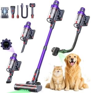 SMOTURE Cordless Vacuum Cleaner, 650W 55KPA 70Mins Vacuum Cleaners for Home, Cordless Stick Vacuum with LED Touch Screen, Anti-Tangle Wireless Vacuum, Handheld Vacuum for Pet Hair/Carpet/Floor