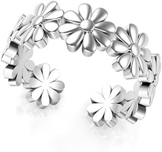 Metal Factory Sterling Silver Daisy Flower Adjustable Toe Band Ring