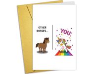 Nchigedy Cute Unicorn Boss's Day Card, Funny Boss Birthday Card, Humorous Birthday Card for Boss, Bosses Day Gifts for Men Women, Fantastic Boss Card