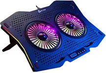 KLIM Halo RGB Laptop Cooling Pad - New 2023 - LCD Display Gaming Laptop Cooler - Quiet Laptop Stand with Fan - Compatible up to 17"- Ventilador para Laptop - 5 Year Warranty - PC Mac PS5 PS4 Xbox One