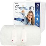 Mylek Electric Blanket King Size Bed Fleece Fitted Heated Mattress Cover Underblanket Dual Control, Elasticated Skirt, Size 190 x 152 x 40cm, Overheat Protection, Washable, All Night Use (King)
