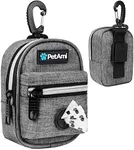 PetAmi Dog Poop Bag Holder for Leash, Dog Pet Waste Bag Dispenser For Poop With Clip, Doggy Puppy Walking Accessories Travel Camping, Dog Treat Pouch Supplies Must Have With Dog Bag Roll, Light Gray