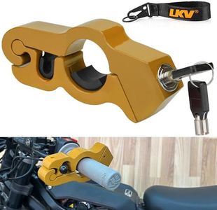 LKV Motorcycle Handlebar Lock Anti-Theft Brake Grip Throttle Lock Gold Adjustable Universal for Bike Scooter Mopeds ATV