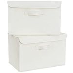 GRANNY SAYS Decorative Storage Boxes with Lids, Pack of 2 White Fabric Storage Bins Foldable, Closet Organizers and Storage Baskets Storage Organization, Clothes Storage Box for Organizing Shelves