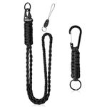 Vicloon Lanyard Neck Strap, 2pcs Paracord Lanyard, Neck Lanyard Neck Strap Badge Lanyards with Metal Key Rings and Lanyard Phone Ring Strap Lanyards for ID Badge Holder Keys Phone (Black)