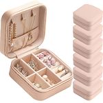 Travel Jewelry Case Bridesmaid Gifts Box,6 Pack Small Jewelry Box Mini Jewelry Organizer,PU Leather Portable Earring Storage Box for Women Girls Bridesmaid Proposal Gifts