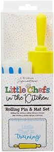 C.R. Gibson Kids in The Kitchen Silicone Mat and Rolling Pin for Children, Multicolor