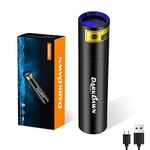 DARKDAWN UV 365nm Black Light Mini Flashlight USB Rechargeable, Woods Lamp Portable LED Ultraviolet Pocket Blacklight 370nm - Pet Dog Urine Detector, Stains, Money, Amber, Fluorescence, Leak Detection