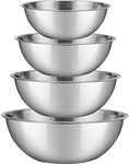 Kitchen Stars Set of 4 Premium Mixing Bowls | Meal Preparation | Stainless Steel - Nesting Bowls for Space Saving Storage - Great for Meal Prep, Serving, Salads, Baking, Cooking, Marinating