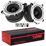 DS18 2 PRO-TW120 super tweeters grey aluminum 120 watt rms and 240 watt max 7.90 cm diameter impedance 4 ohm sensitivity 103 db spl car, per pair + 2 capacitors and 3 free stickers