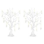 Nuptio 2 Pcs Artificial Christmas Tree: White Decorative Trees 22.8in Tall Halloween Decorations Wedding Centerpiece for Tables Fake Easter Tree for Christmas Thanksgiving Birthday Party Decor