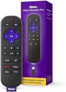 Roku Voice Remote Pro (2nd Ed.) | Rechargeable TV Remote Control with Hands-free Voice Controls, Backlit Buttons, & Lost Remote Finder - Replacement Remote Compatible with All Roku TV, Players & Audio