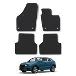 Rubber Car Mats Compatible with Audi Q3 (2011-2018) Tailored Fit Rubber Floor Mats Set Accessory Black Custom Fit 4 Pieces with Clips - Anti-Slip Backing, Heavy Duty & Waterproof