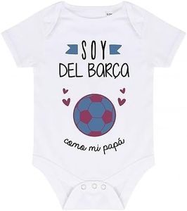 Genérico Body Bebé 100% Algodón Futbolista como papá (9-12 Meses, Barca)