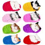 Coolayoung 8 Pieces Sleeping Cats in Slipper Dolls Mini Fluffy Kittens with Meows Sounds Sleeping Kitten Toy Decors for Home Table Car Decor Kids