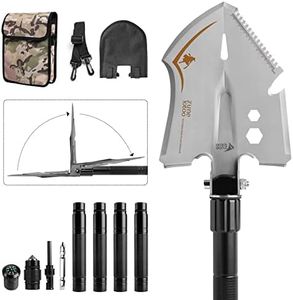 Zune Lotoo Tactical Camping Shovel Folding Multitool, 18 in 1 Portable Foldable Survival Spade Compact Entrenching Tool for Hiking Backpack Emergency Car Truck Gardening Gift Survivalist