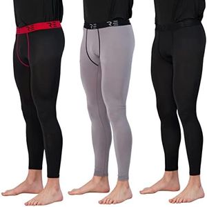 3 Pack: Men's Big and Tall Heavy Weight King Size Compression Pants Gym Running Skin Tights Leggings Athletic Workout Cycling Winter Thermal Cold Base Layer Long Johns Rash Guard - Set 2, 4X